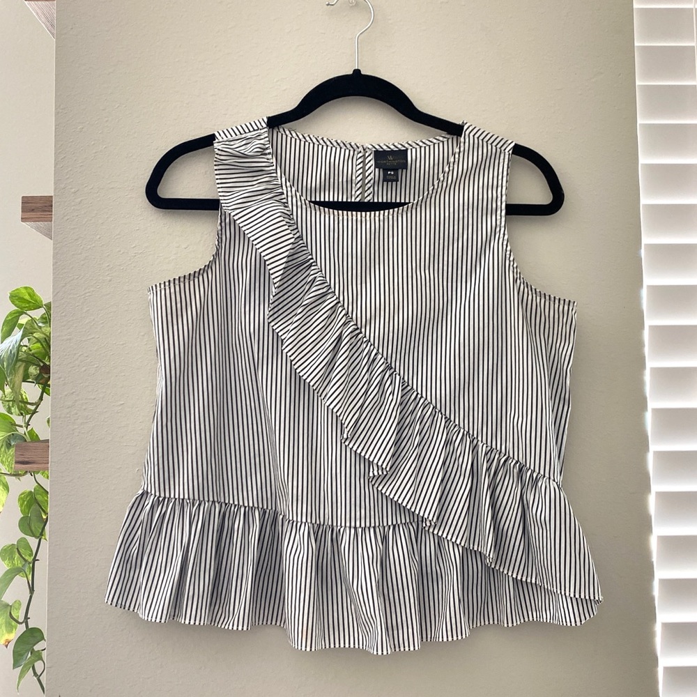 Pinstriped ruffle top